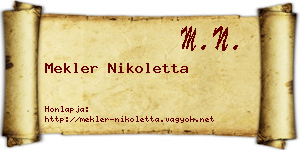 Mekler Nikoletta névjegykártya